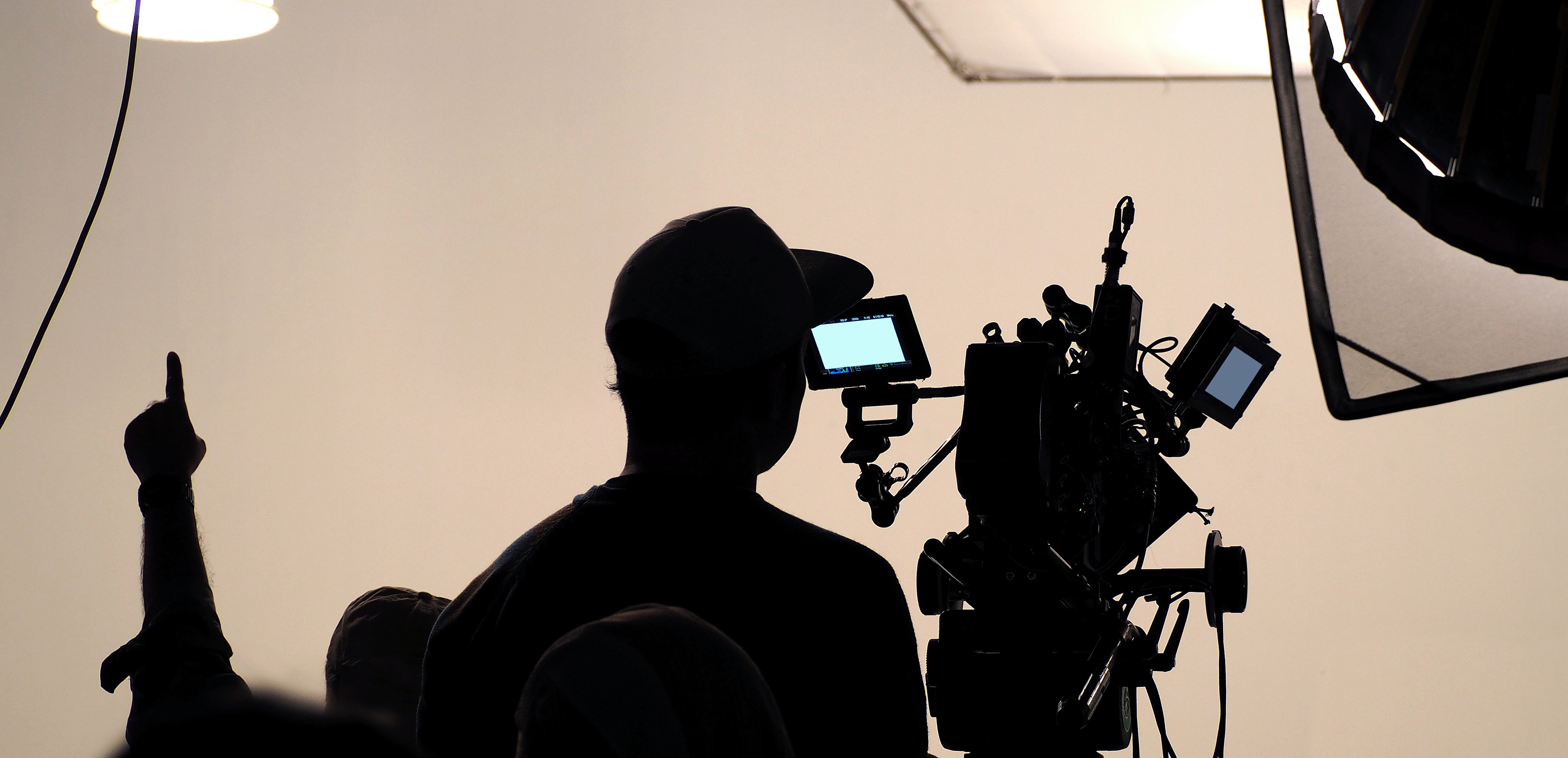 Man Silhouette behind the Scene Video Film Shooting